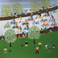 The bike race, Painting, Acrylic on Paper