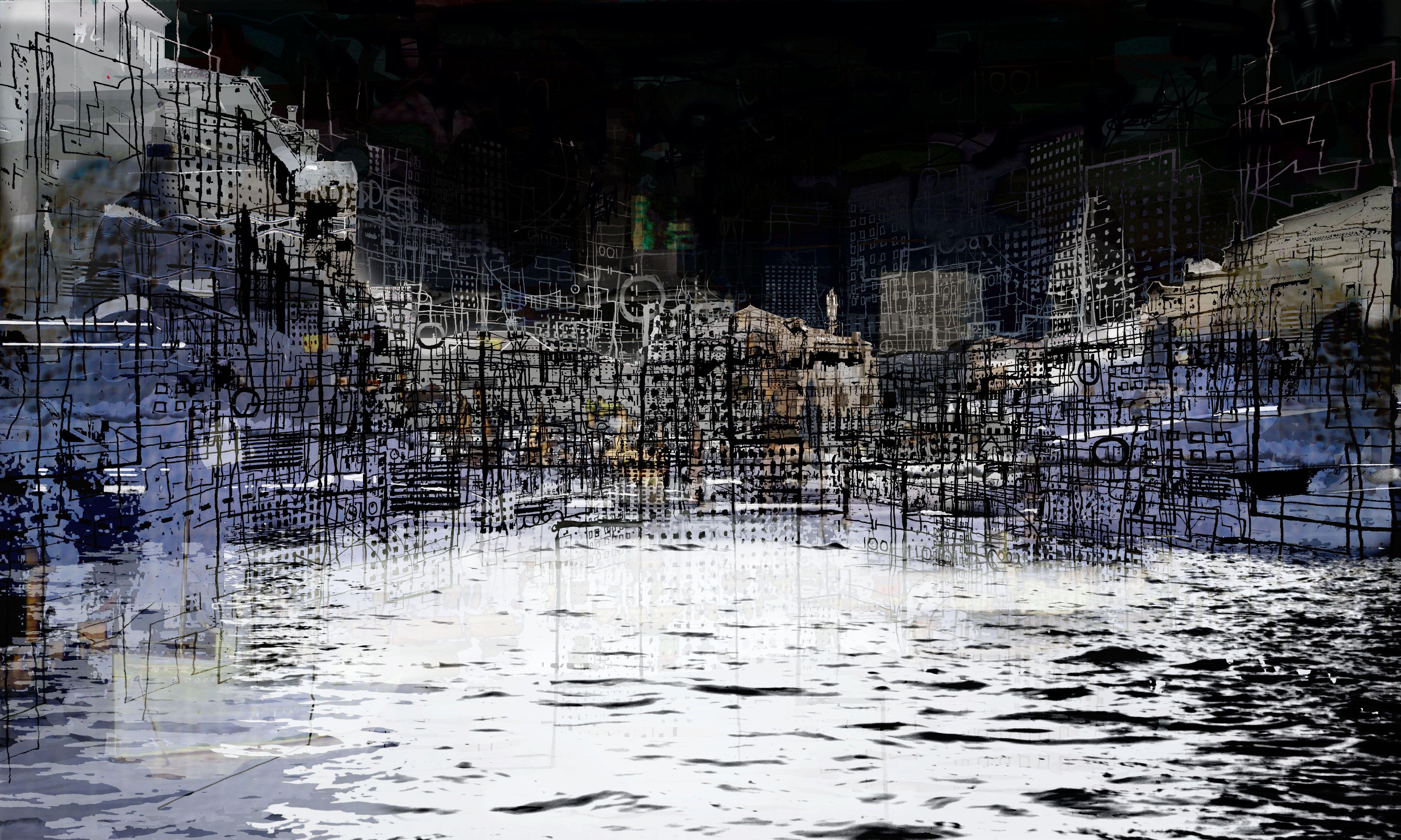 Andy Mercer Abstract Print - On the waterfront (Large), Digital on Paper