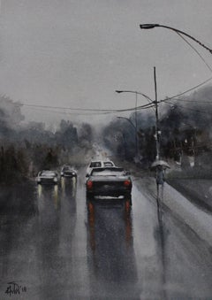 Rainy day_01, Painting, Watercolor on Watercolor Paper