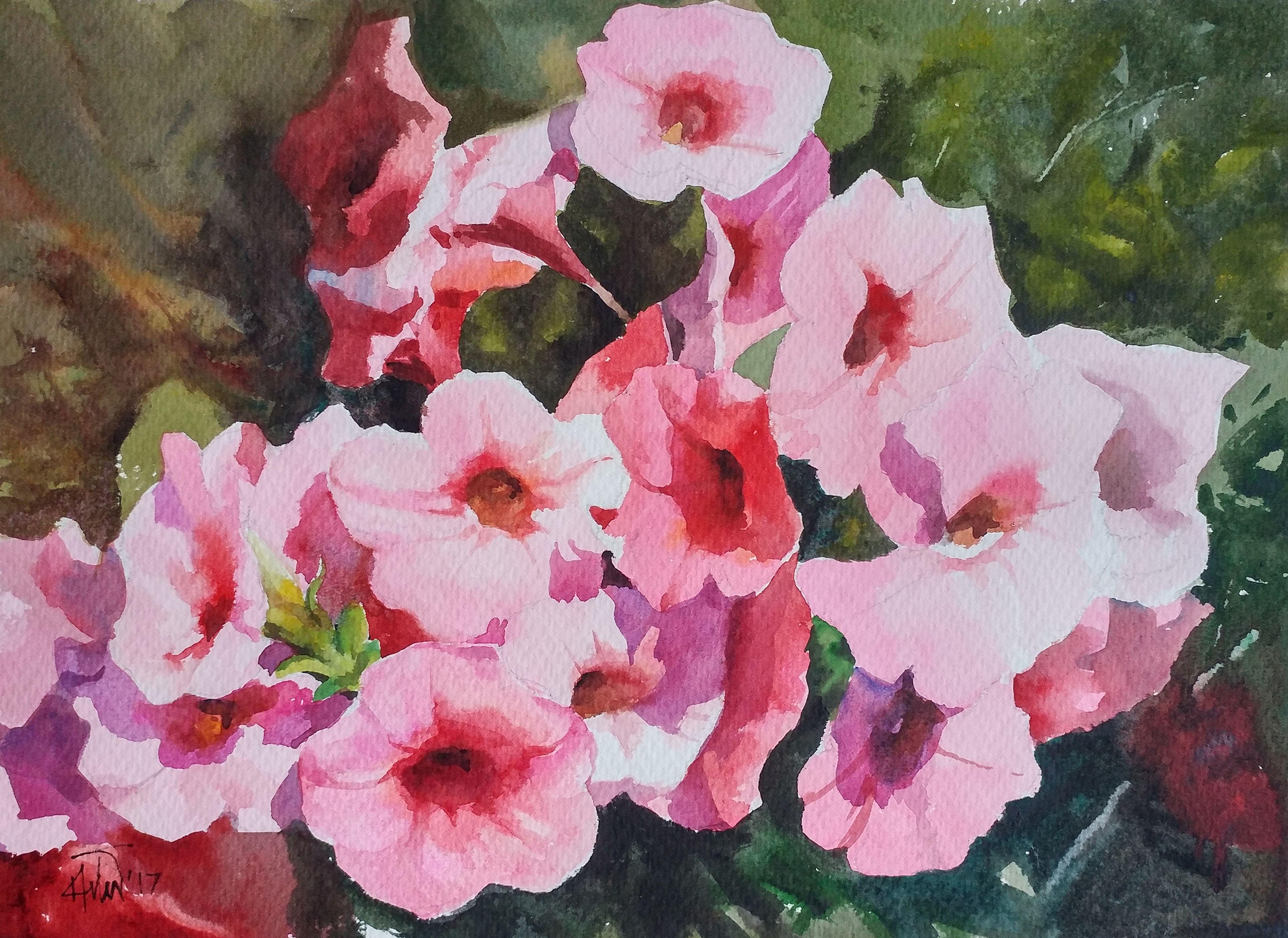 FLOWER_08, Painting, Watercolor on Watercolor Paper - Art by Helal Uddin