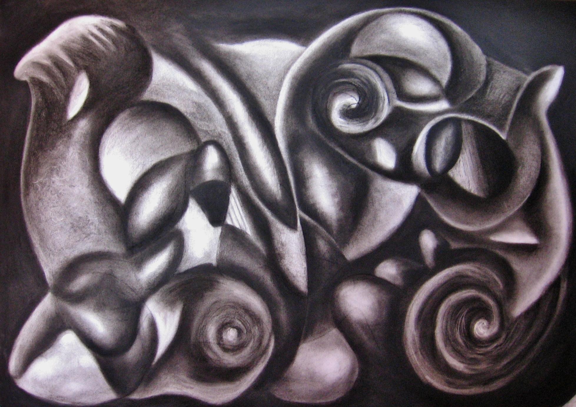 Rumors, Drawing, Charcoal on Paper - Art by Anne Miralles