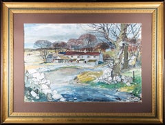 Large Framed 1967 Gouache - A Farm in the High Peak, Derbyshire