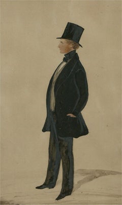 Framed Mid 19th Century Watercolour - The Tall Gentleman