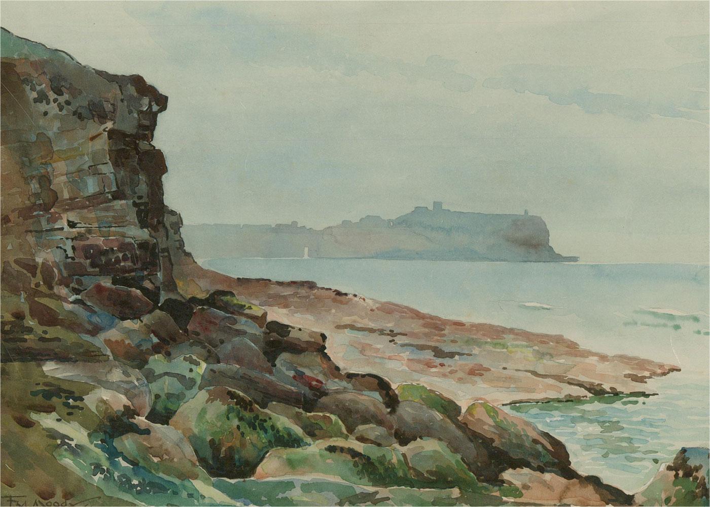 Frank Watson Wood (1862â€“1953) - 1946 Watercolour, Coastal View of Scarborough - Art by Unknown