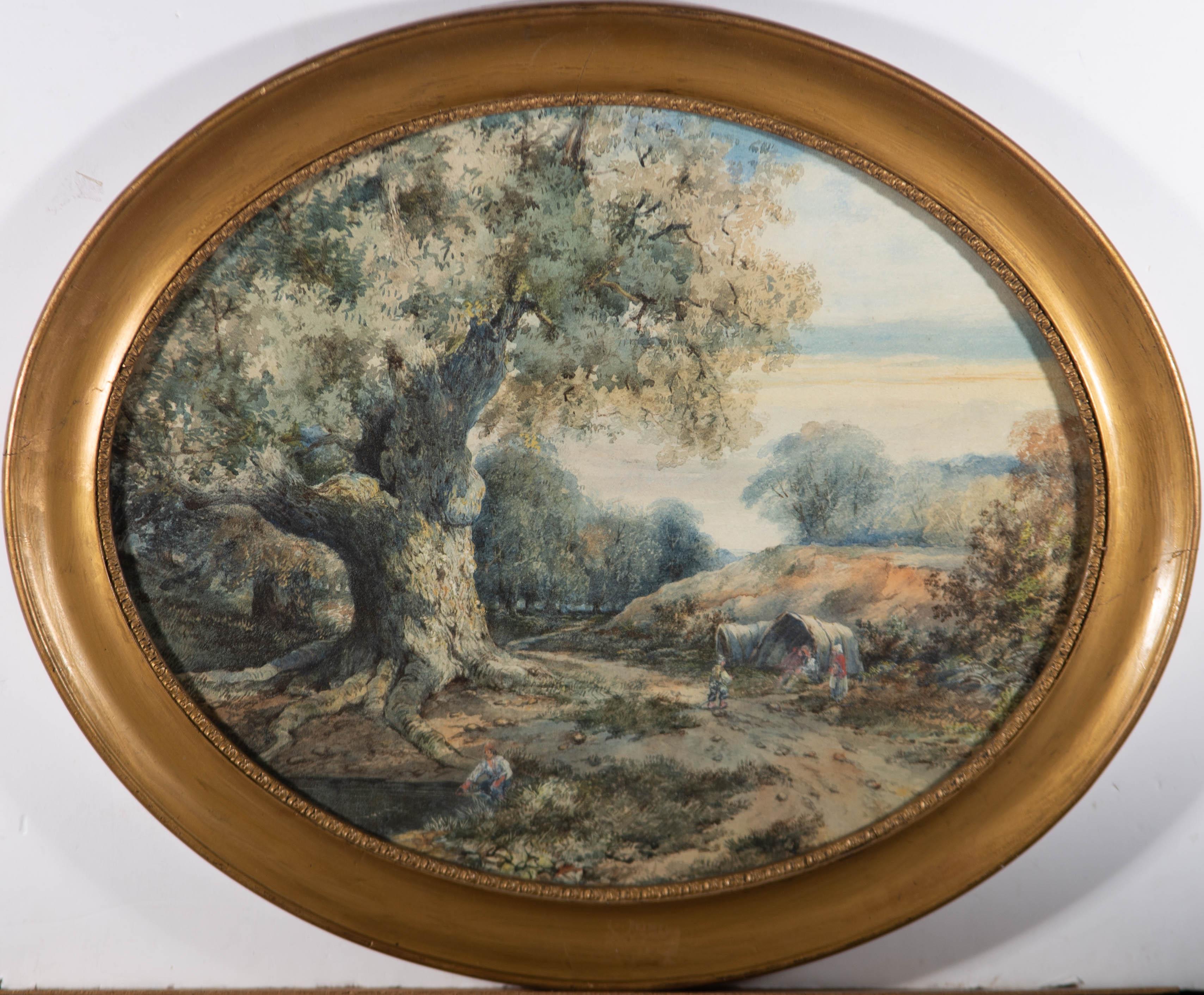 Unknown Landscape Art - Fine Late 19th Century Watercolour - The Great Oak, Sherwood Forest