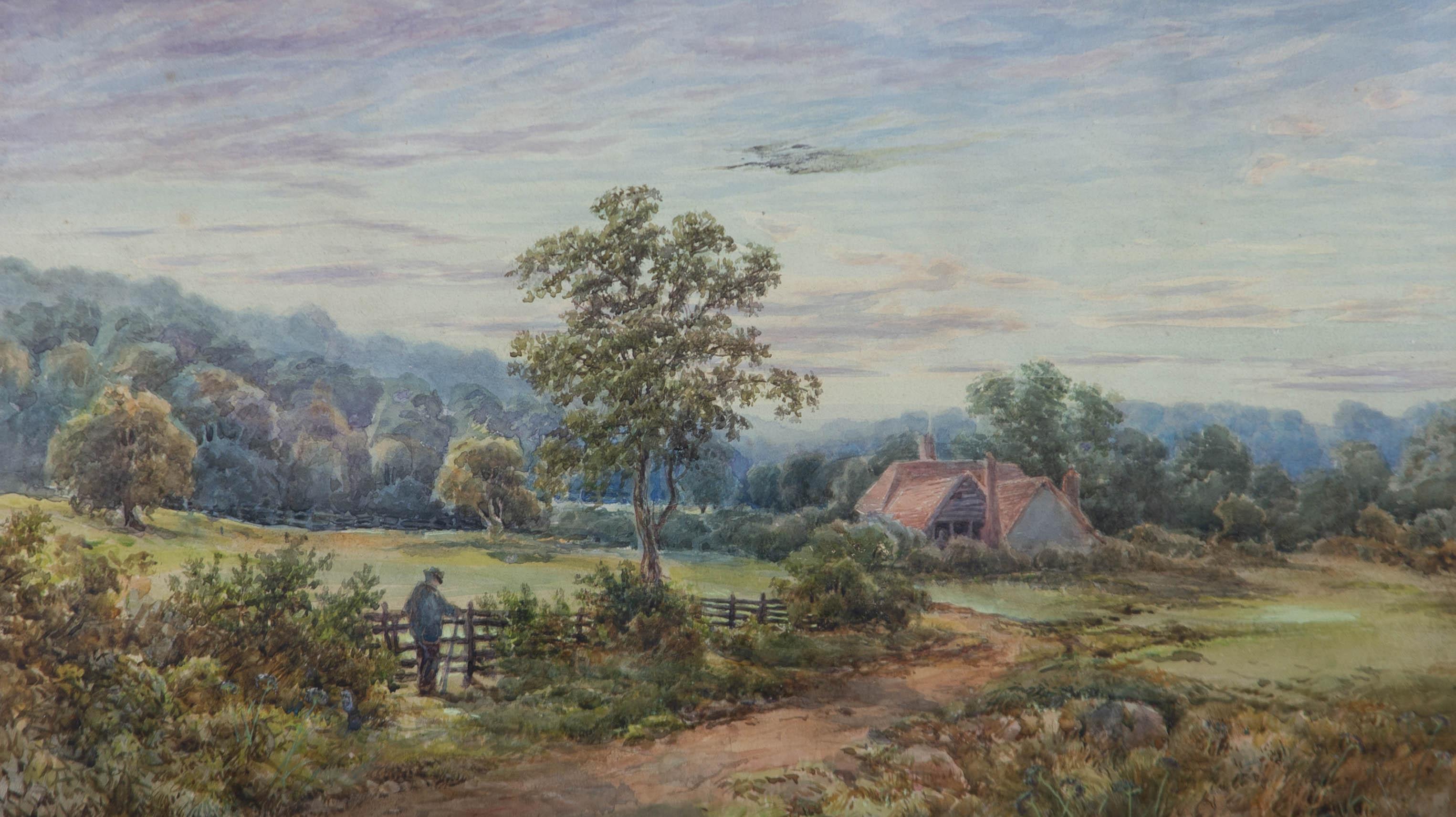 Attrib. Henry J. Stannard (1844-1920) - Watercolour, English Sunset - Art by Unknown