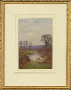 Benjamin D. Sigmund (1857-1947) - Watercolour, Landscape View with Sheep