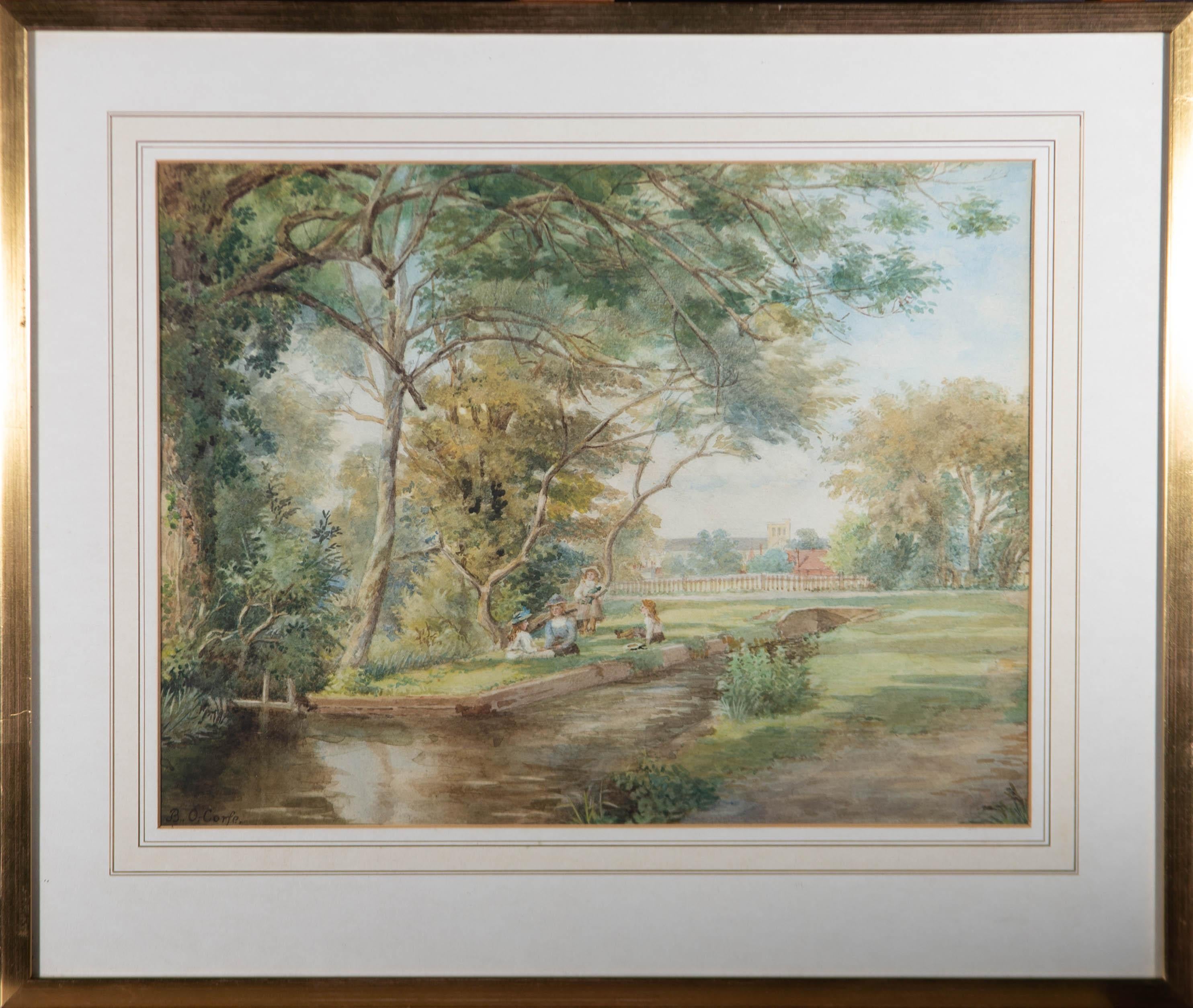 Unknown Landscape Art - B. O. Corfe - Early 20th Century Watercolour, Resting In The Shade