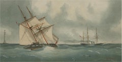 C.H. Lewis - Early 20th Century Watercolour, Dutch Ships at Sea