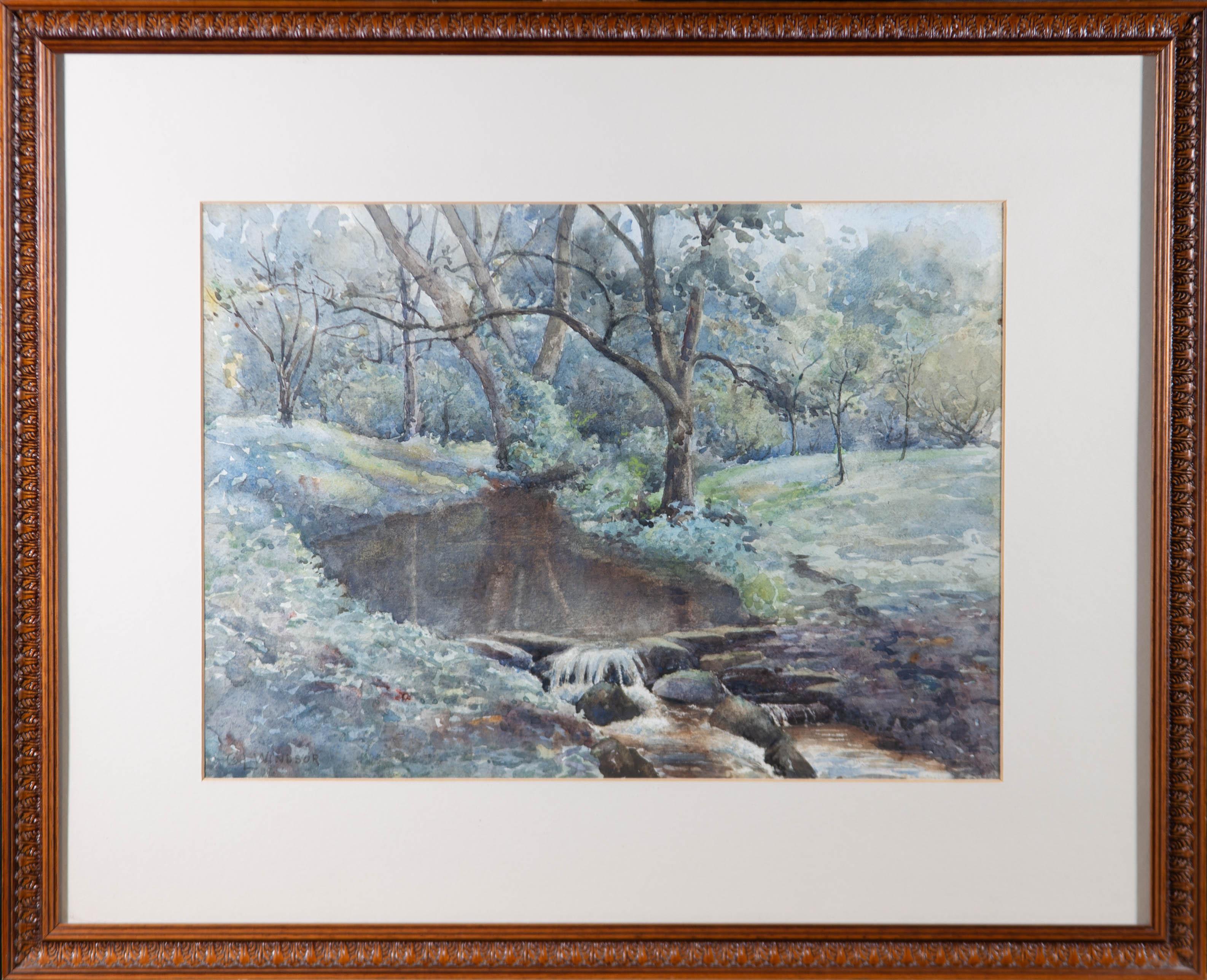 Unknown Landscape Art - C.L. Windsor - Signed & Framed Early 20th Century Watercolour, Woodland Stream