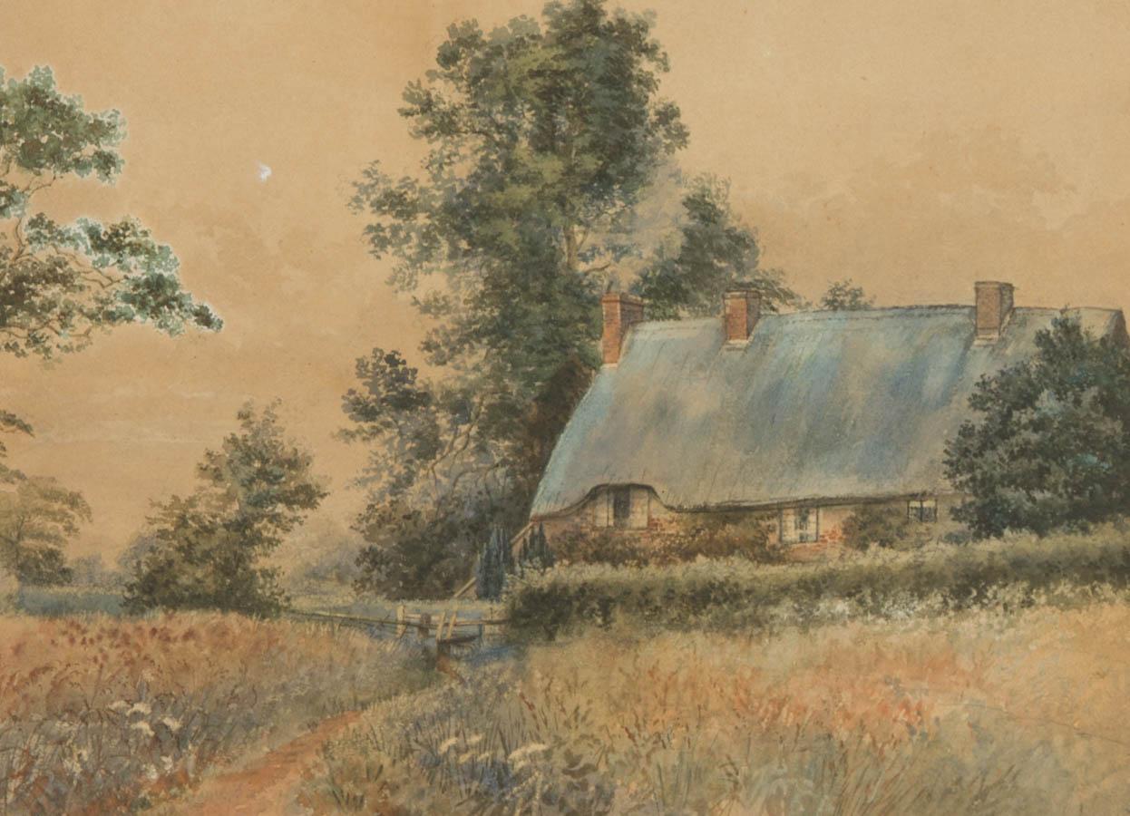 C.J.B. - Early 20th Century Watercolour, A Country Lane with a Cottage - Art by Unknown