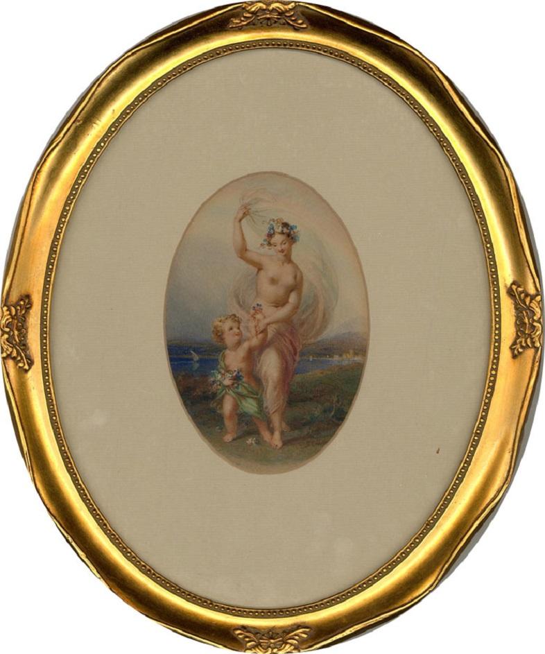 Edmund T Parris (1793-1873) - 1842 Watercolour, Allegorical Dance - Brown Nude by Unknown