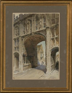 Mid 20th Century Watercolour - Wells Cathedral, Archway To Vicar
s The Close