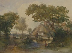 Thomas R Colman Dibdin (1810–1893) - 1854 Watercolour, Cottage By The Stream