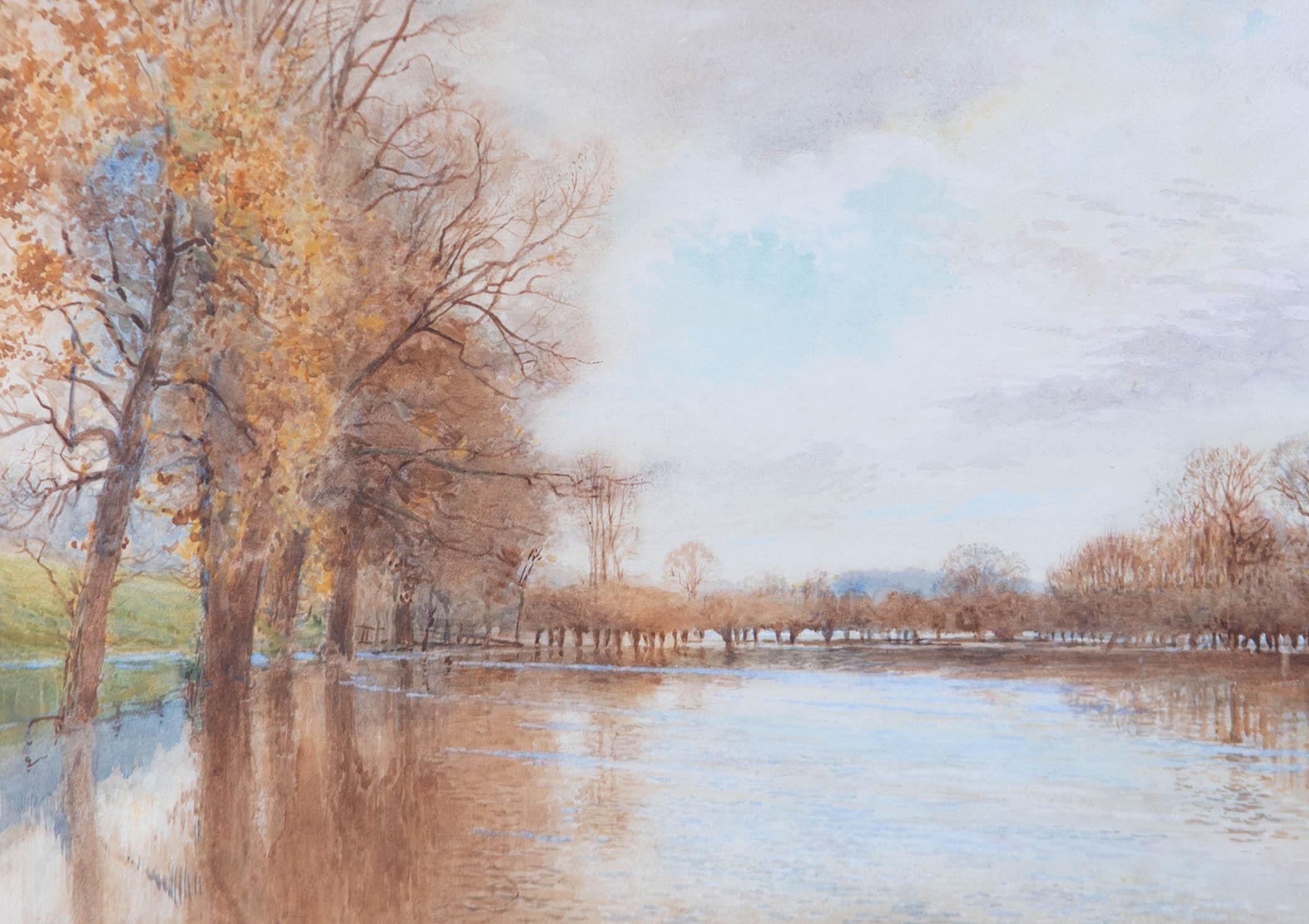 John Pedder (1850-1929) - Signed & Framed 1894 Watercolour, The Flood - Art by Unknown