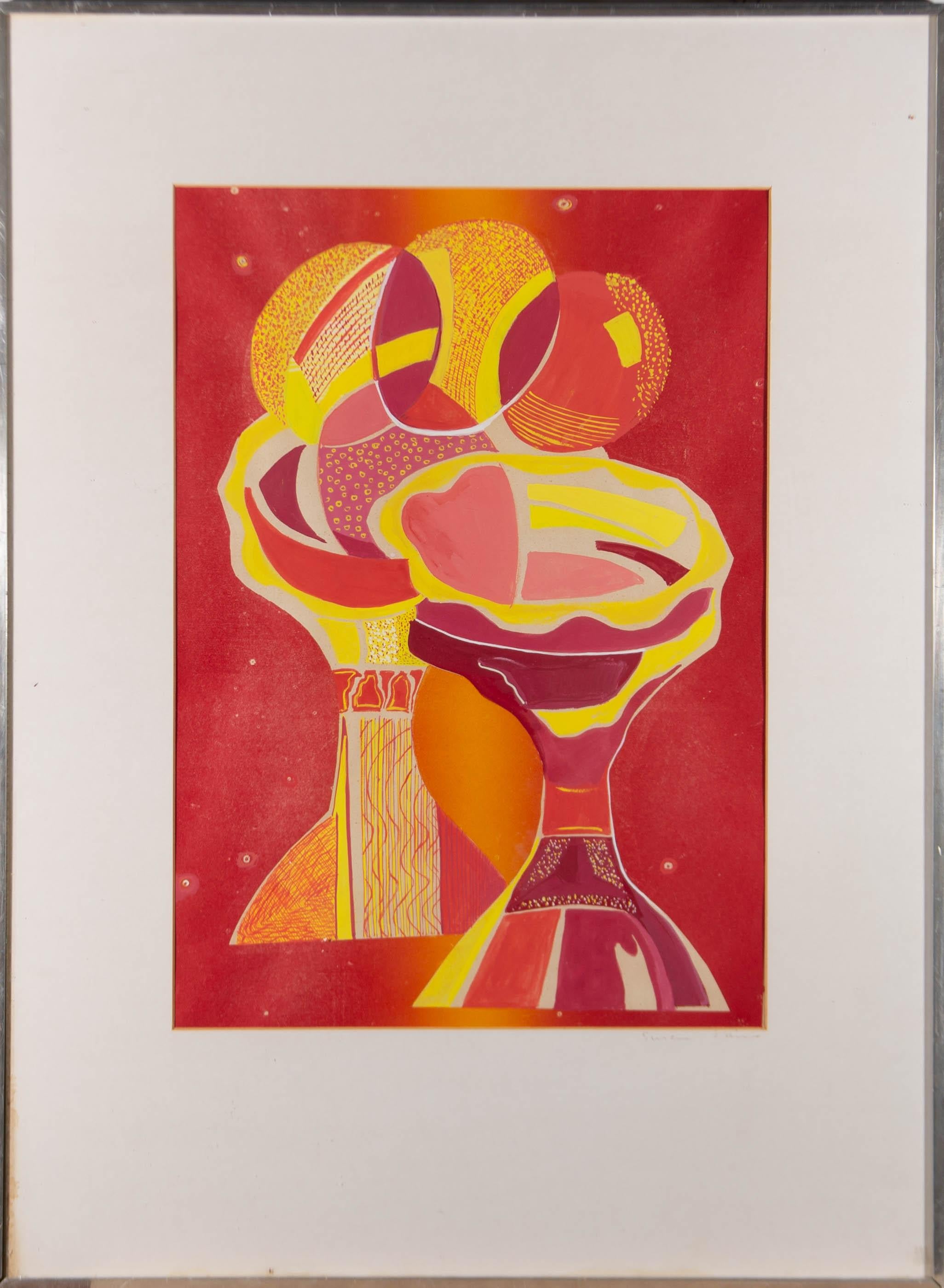 Unknown Still-Life - Susan Paine - 20th Century Gouache, Abstract Still Life