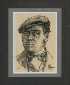 Peter Collins ARCA - 20th Century Charcoal Drawing, Figure with Flat Cap