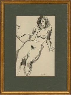 Peter Collins ARCA - 20th Century Pen and Ink Drawing, Reclining Nude Study