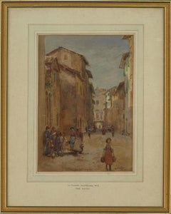 Frank Saltfleet (1860-1937) - 1912 Watercolour, La Fontana, San Gimignano