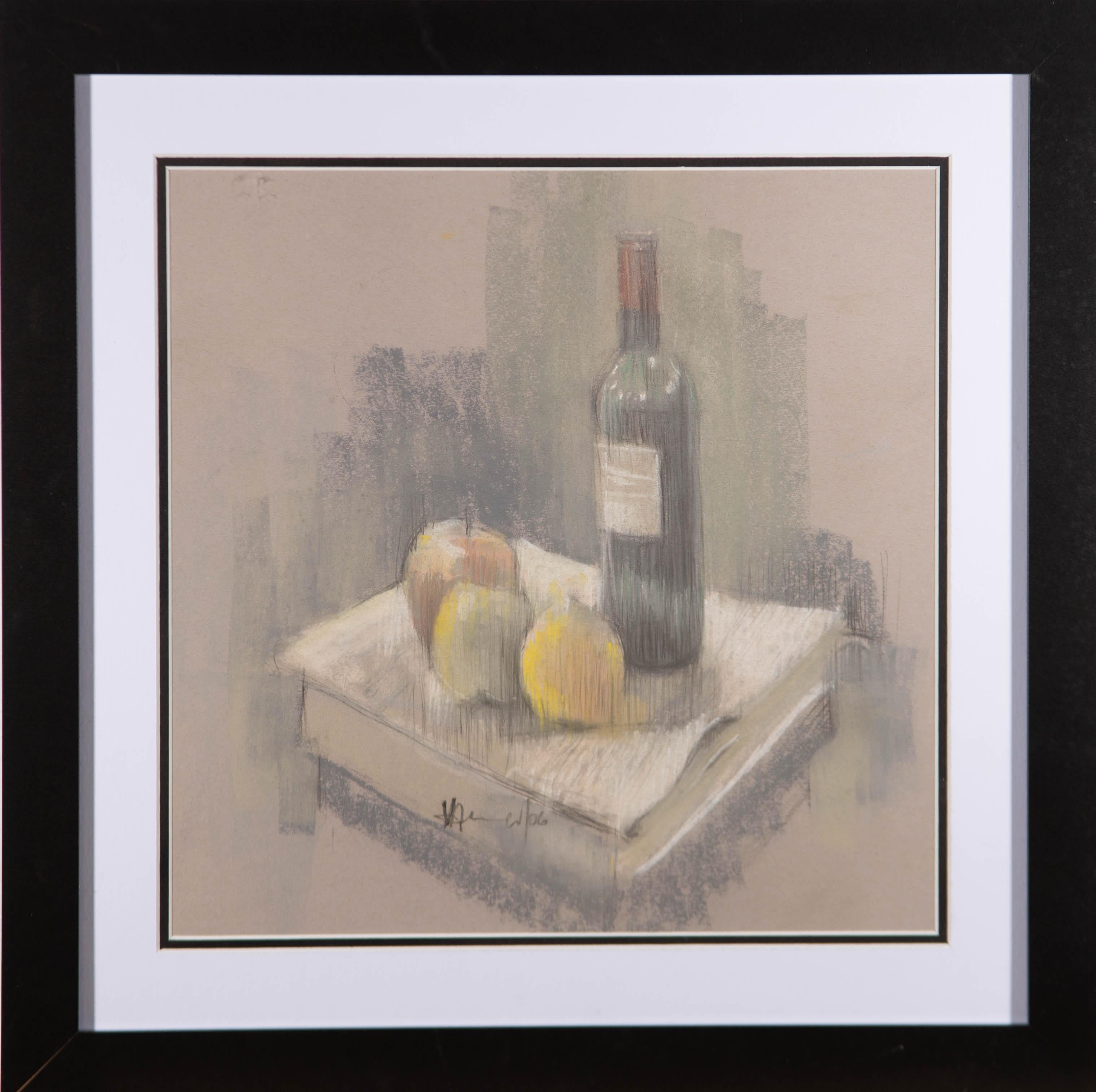 Unknown Still-Life – Val Hamer - 2006 Pastell, Wein und Obst