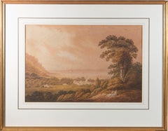 H.B - Mid 19th Century Watercolour, Two Figures in a Landscape