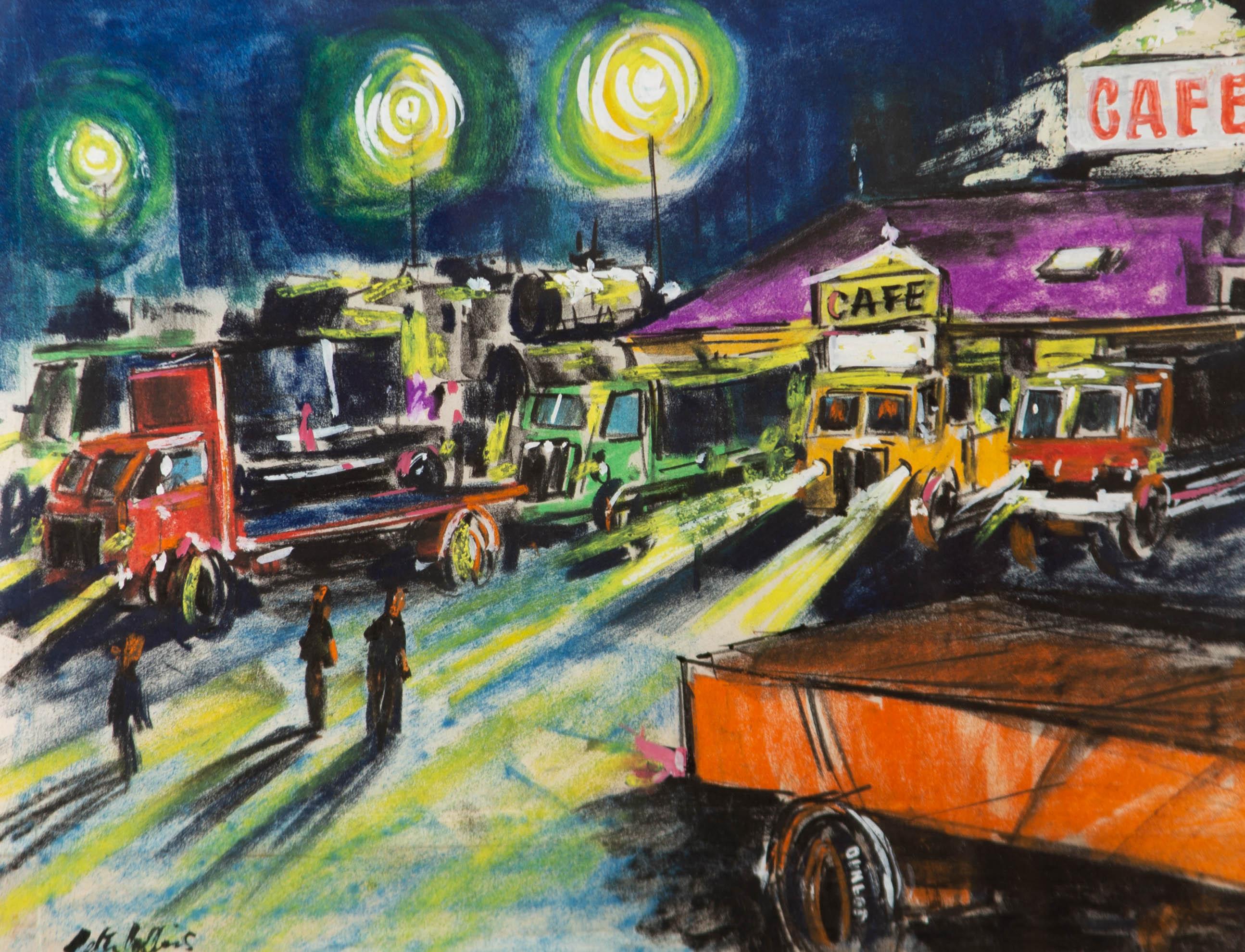 Peter Collins ARCA - 20th Century Pastel, By the Cafe 1