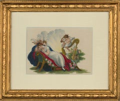 Sophia Stansbury - Early 19th Century Watercolour, Classical Lady Reclining