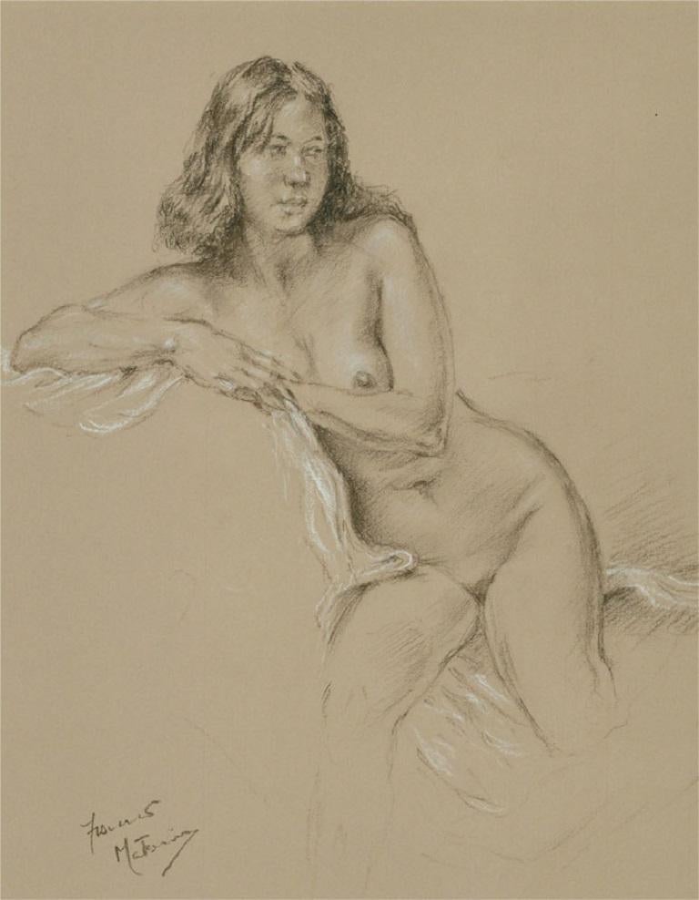 Franco Matania (1922-2006) - Signed & Framed 20th Century Pastel, Seated Nude - Art by Unknown