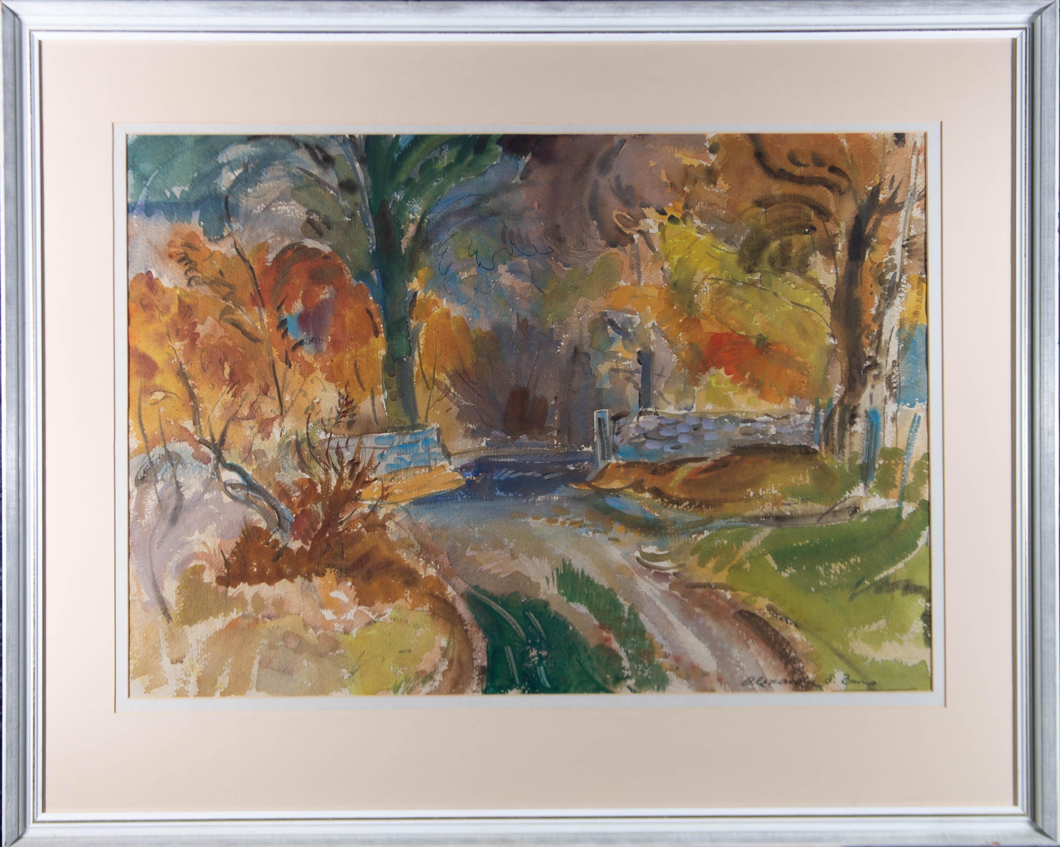 Unknown Landscape Art - A S Burns RWS (1911-1987) - Signed Mid 20th Century Watercolour, Overgrown Road