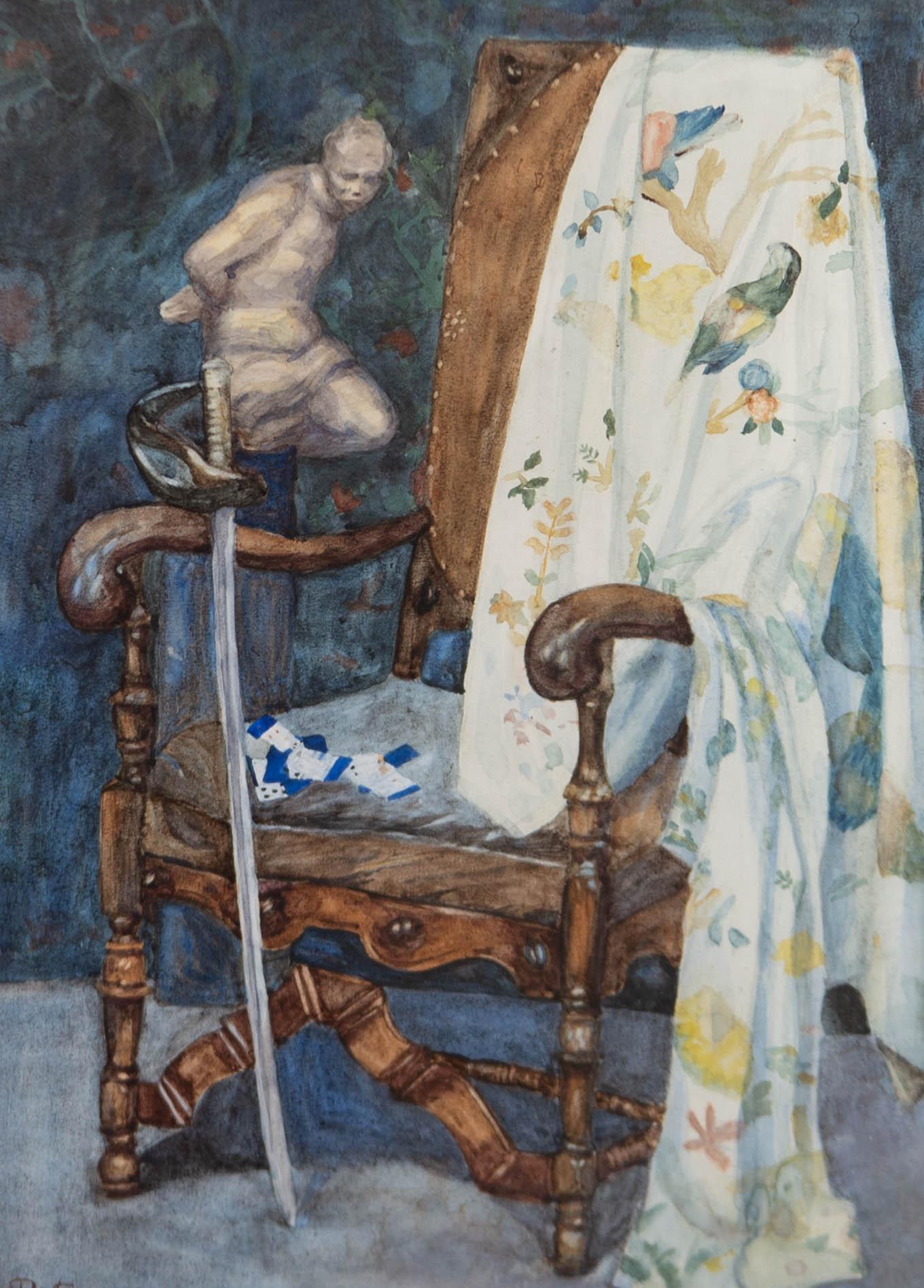 B.W.S. - 1909 Watercolour, The Chair - Art by Unknown