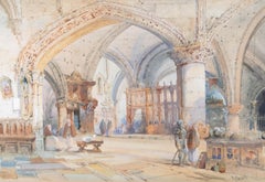Richard Principal Leitch (1827-1882) - Fine Watercolour, Cathedral Interior