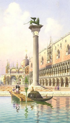 Umberto Ongania (1867-1942) - Early 20th Century Watercolour, St Marks Square