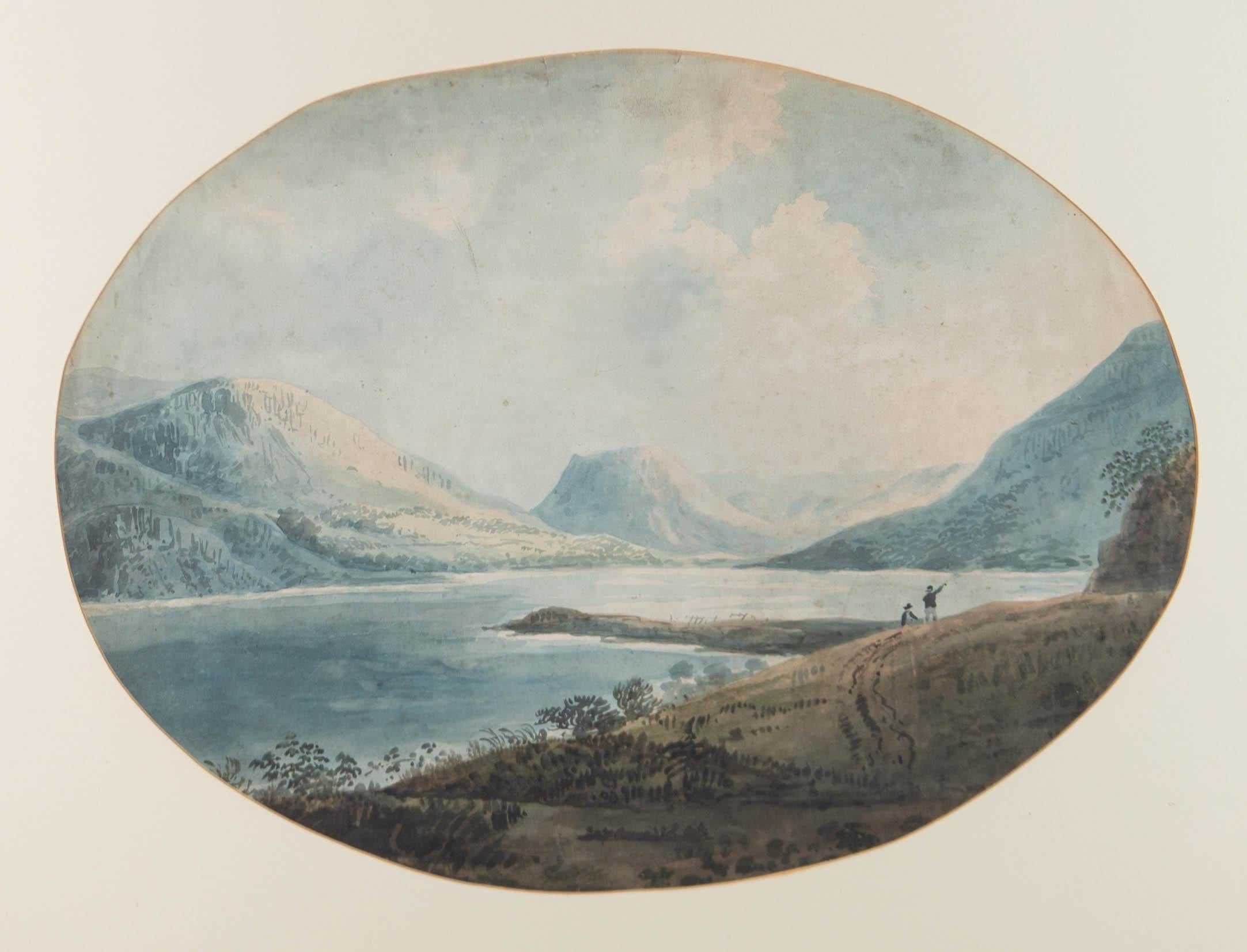 Framed Early 19th Century Watercolour - Highland Lake Landscape - Art by Unknown
