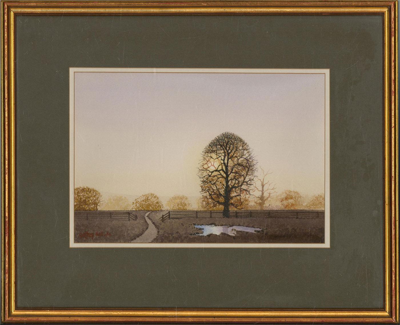 Unknown Landscape Art - Geoffrey John Hall (b.1946) - 1984 Watercolour, Winter Country Lane
