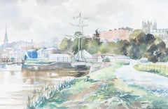 A. Johnson - Framed 1985 Watercolour, Exeter Quay