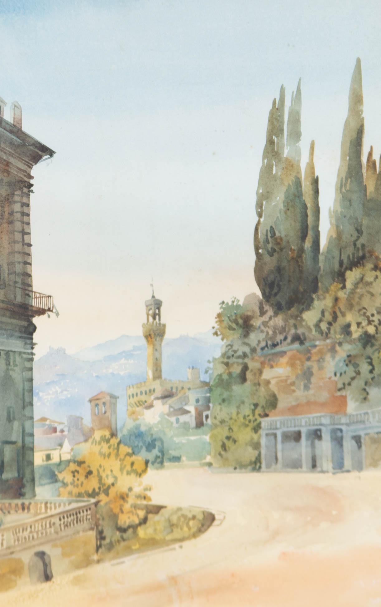 Framed Mid 20th Century Watercolour - Plazzo Vecchio - Art by Unknown