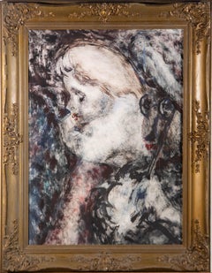 Framed c.1930 Watercolour - Mysterious Woman