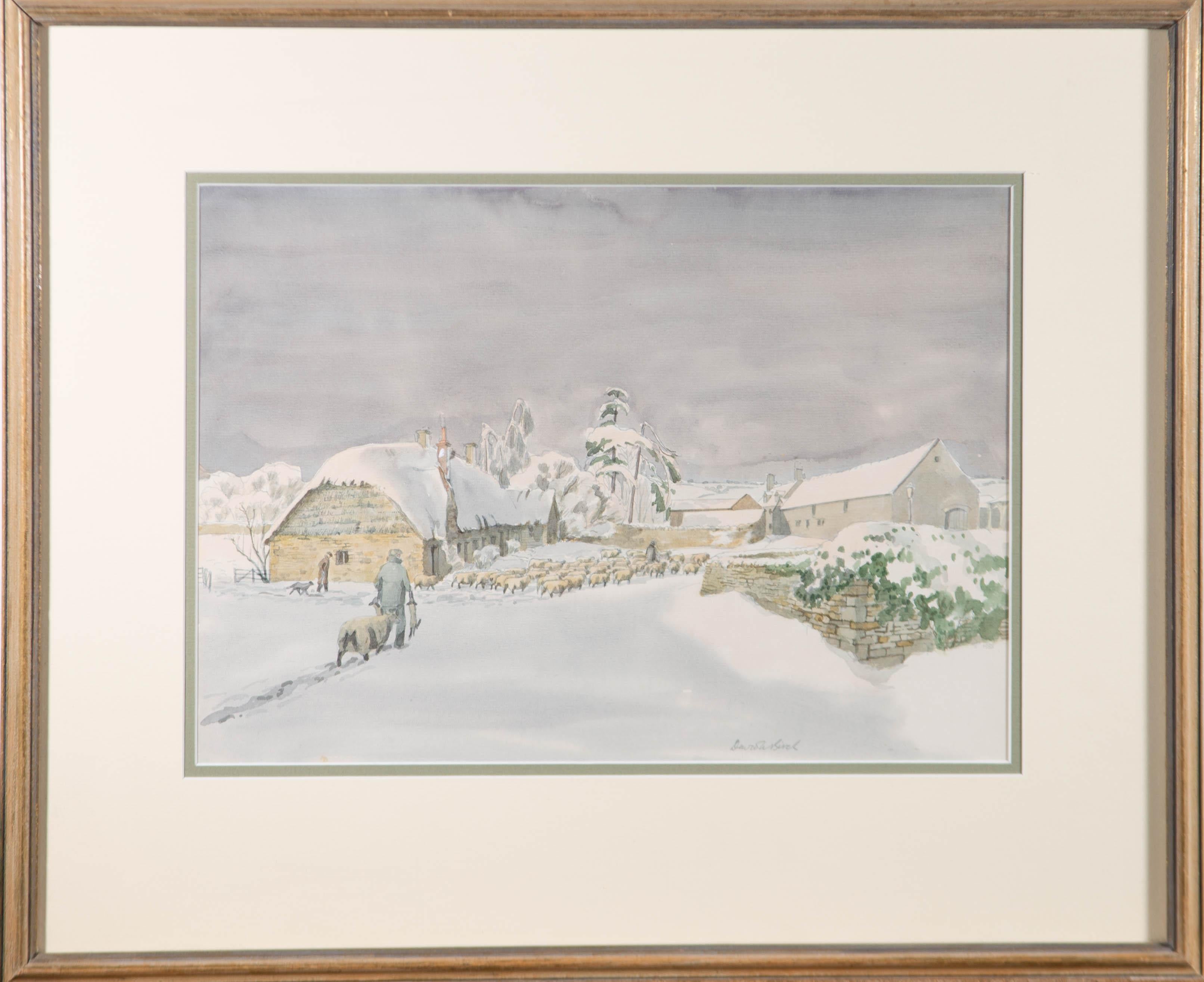 Unknown Landscape Art - David W. Birch (b.1945) - Signed & Framed 1988 Watercolour, Late Snow