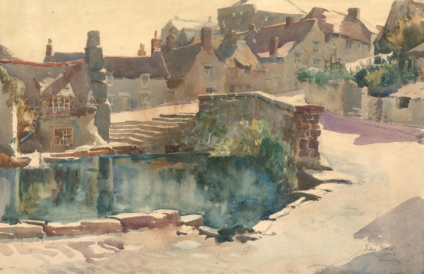 Unknown Landscape Art - John Mace RBA (1889-1952) - 1925 Watercolour, The Mill Pond, Swanage