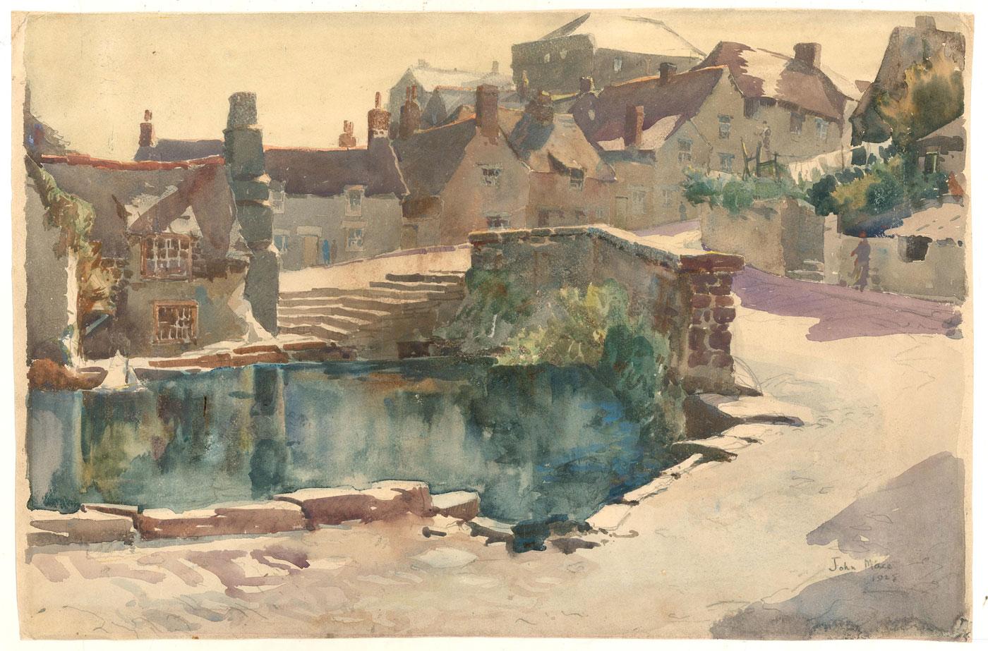 John Mace RBA (1889-1952) - 1925 Watercolour, The Mill Pond, Swanage - Art by Unknown