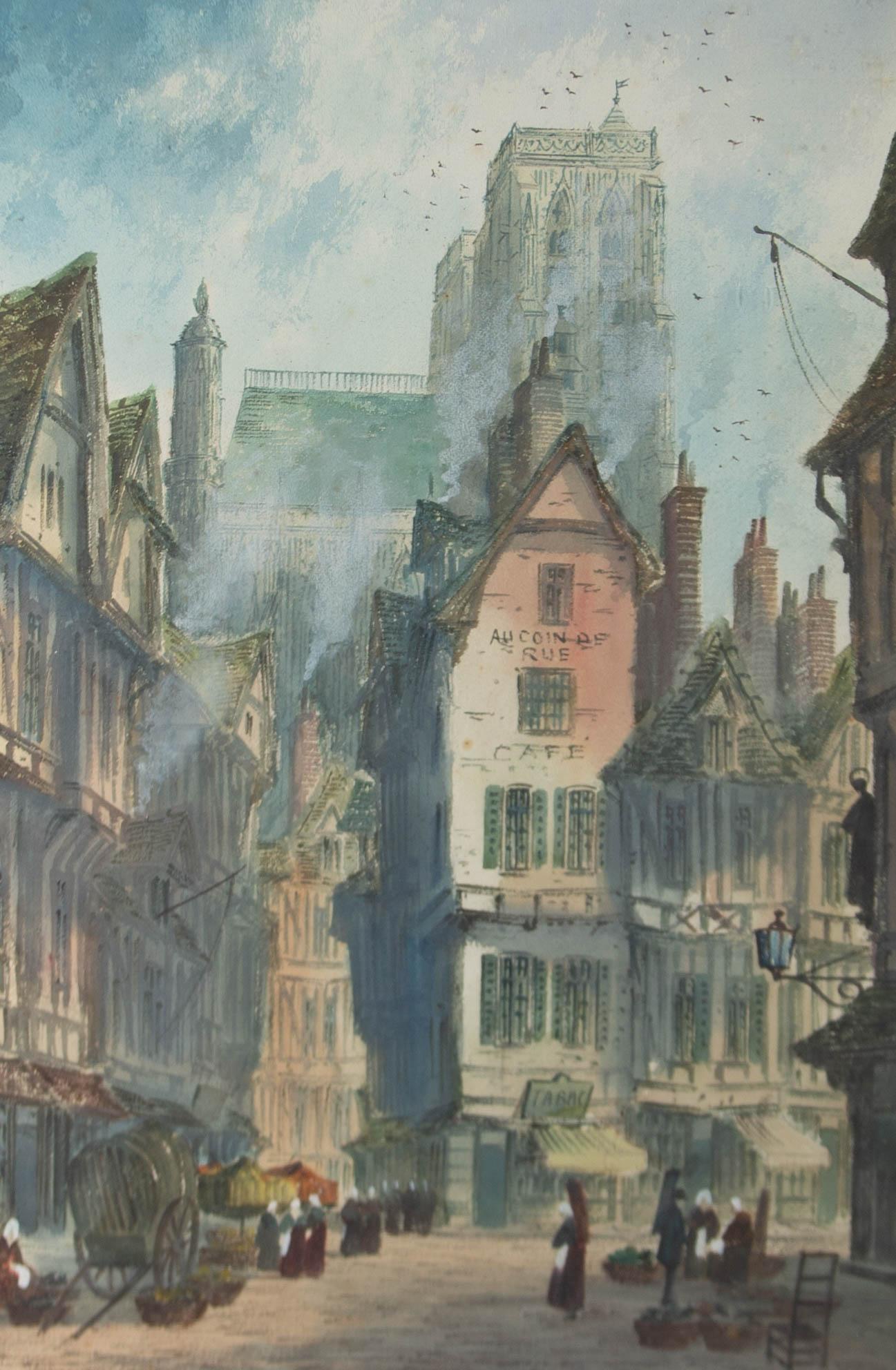 Paul Braddon (1864-1938) -Early 20th Century Watercolour, Old Street, Abbeville - Art by Unknown