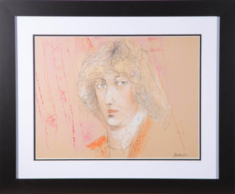 Peter Collins ARCA - Signed 1980 Pastel, Head Study II - Art by Peter Collins ARCA