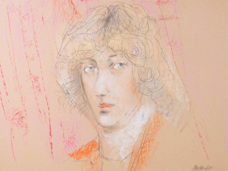 Peter Collins ARCA - Signed 1980 Pastel, Head Study II - Beige Portrait by Peter Collins ARCA
