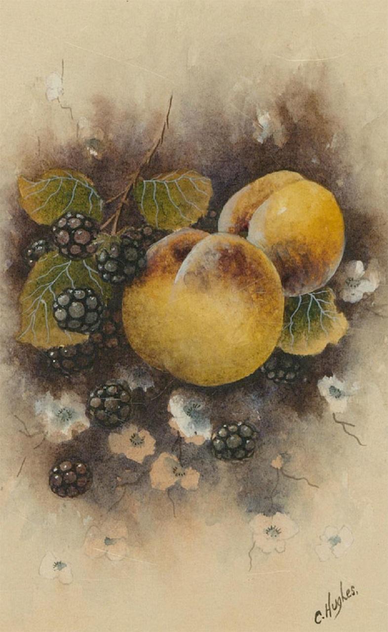 Christopher Hughes - 20th Century Watercolour, Peaches and Blackberries 2