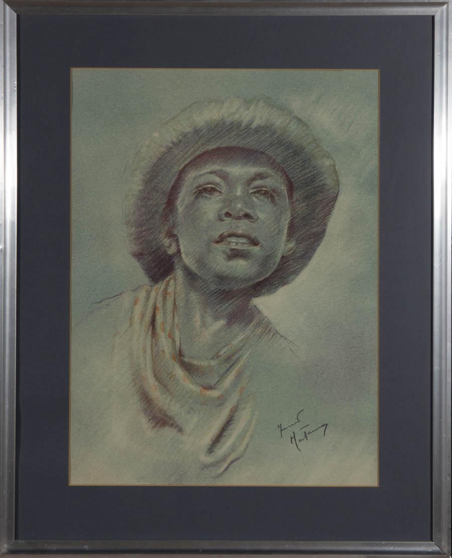 Unknown Portrait - Franco Matania - Mid 20th Century Pastel, Pacific Island Boy