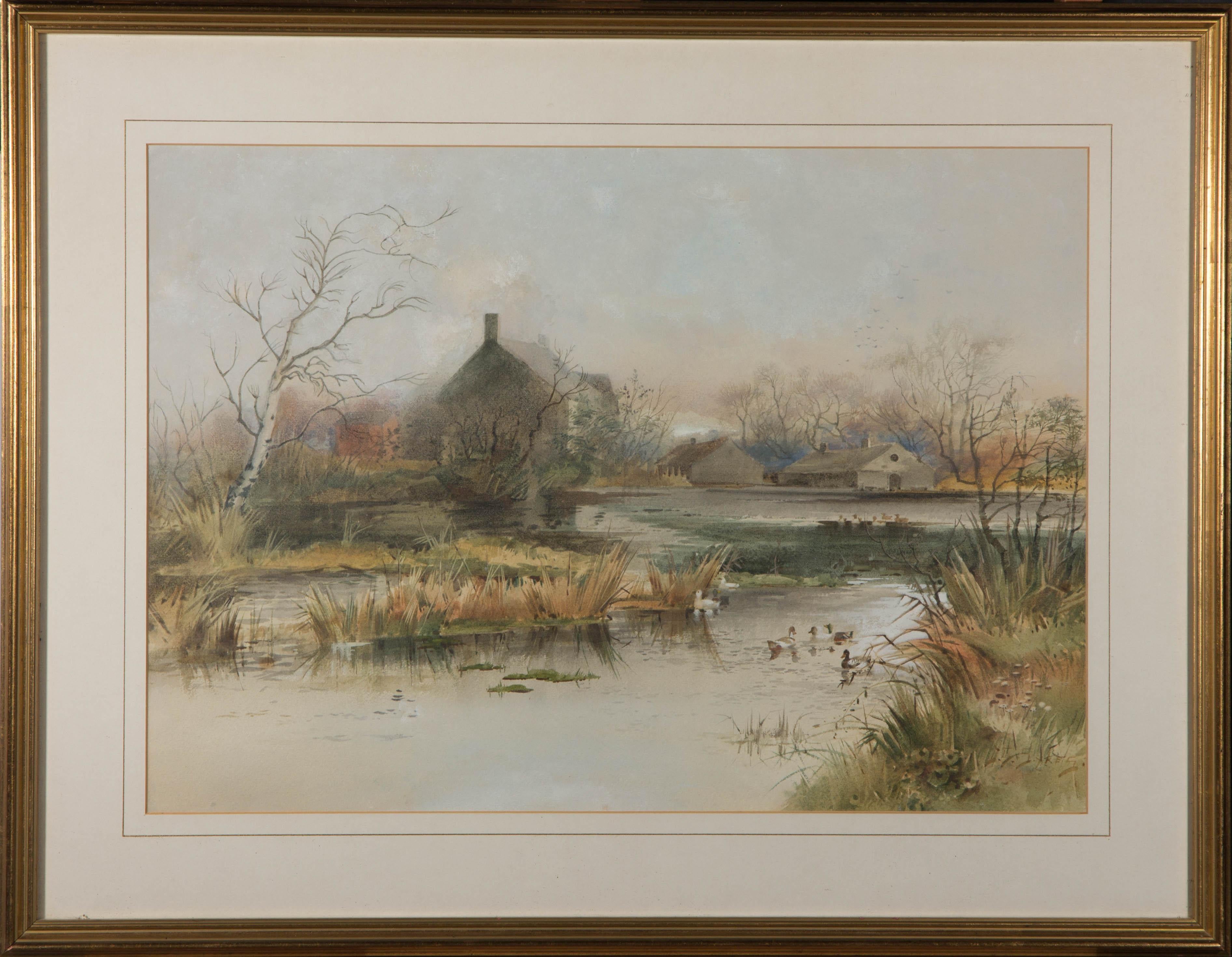 Unknown Landscape Art - S. Sykes - Early 20th Century Watercolour, River Scene, Sheffield