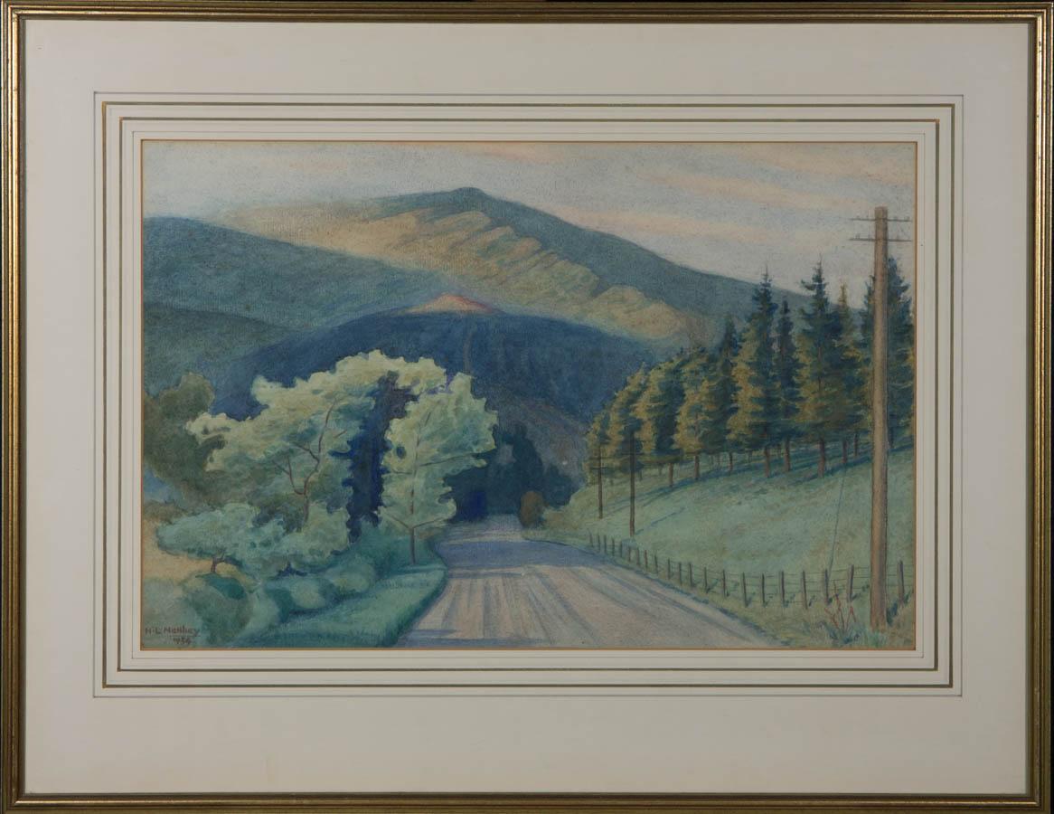 Unknown Landscape Art - H.L. Matthey - Framed 1934 Watercolour, Towards the Mountain