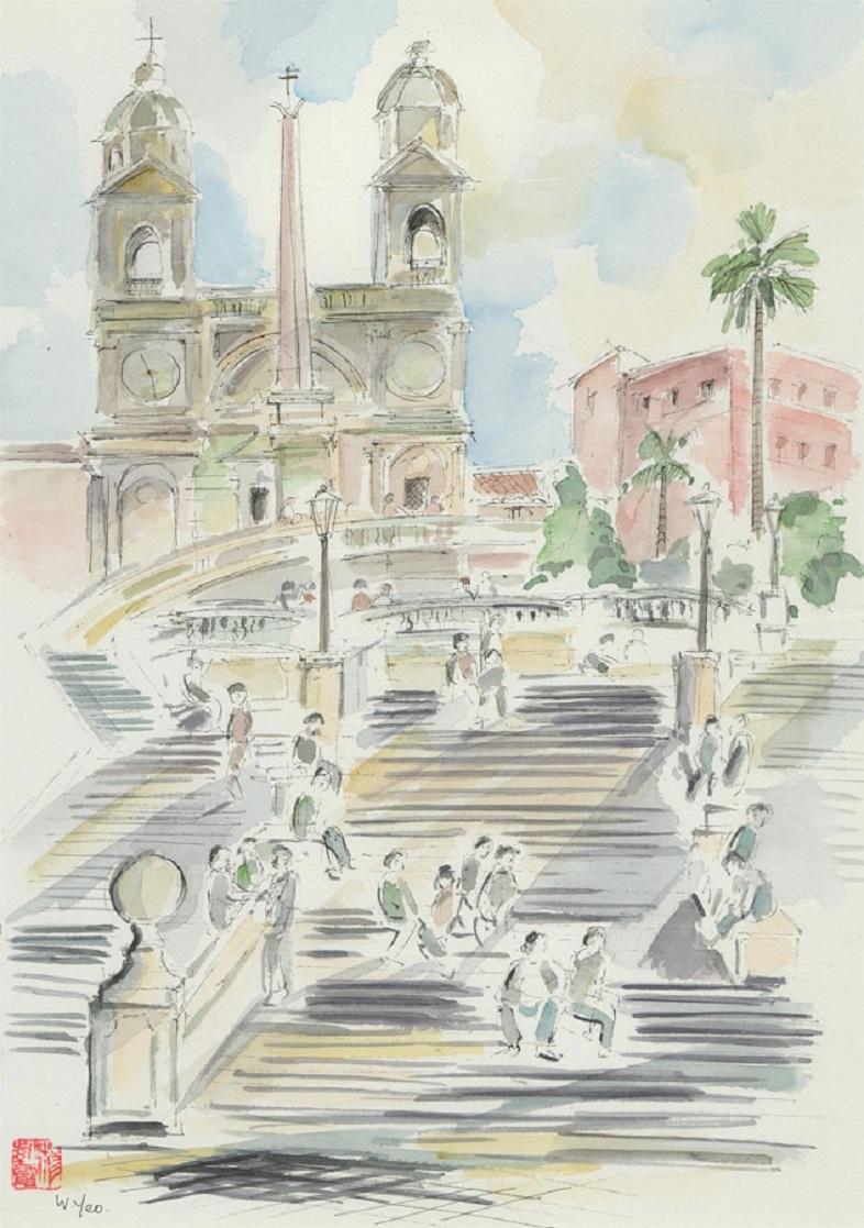 Wendy Yeo - Contemporary Watercolour, Spanish Steps, Rome 1