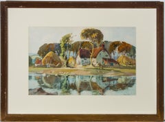 macerba John Edmund Mace RBA (1889-1952) - Watercolour, Rural Farm Scene with Cottage