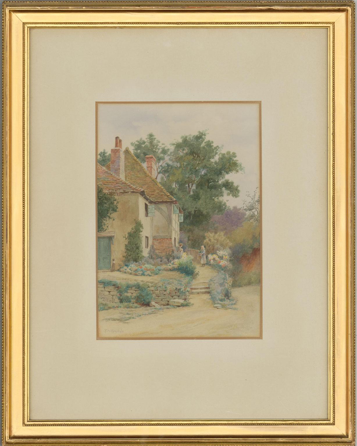 Unknown Landscape Art - Thomas Nicholson Tyndale (1860-1930) - Watercolour, Cottage with Two Figures